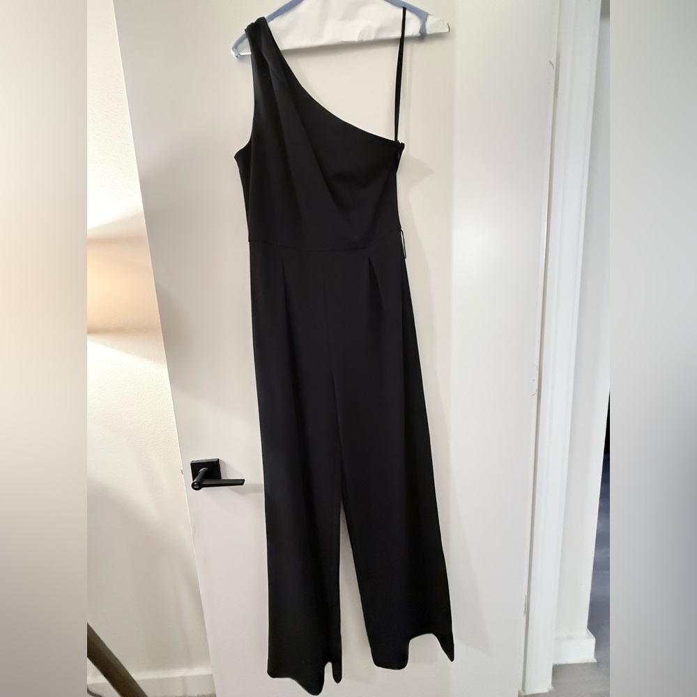 Black One-Shoulder Jumpsuit—Antonio Melani
